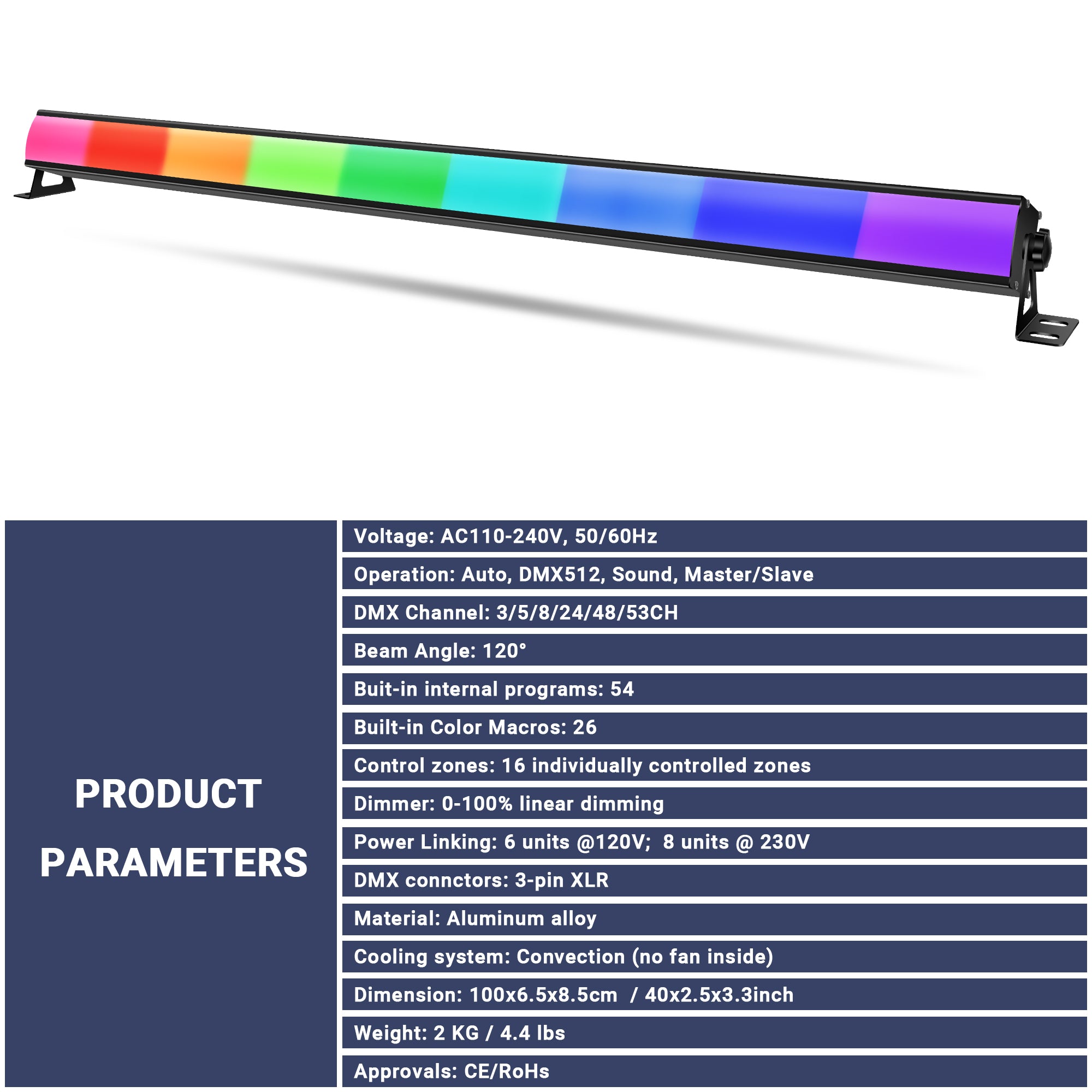 60W RGB LED Frosted Pixel Bar