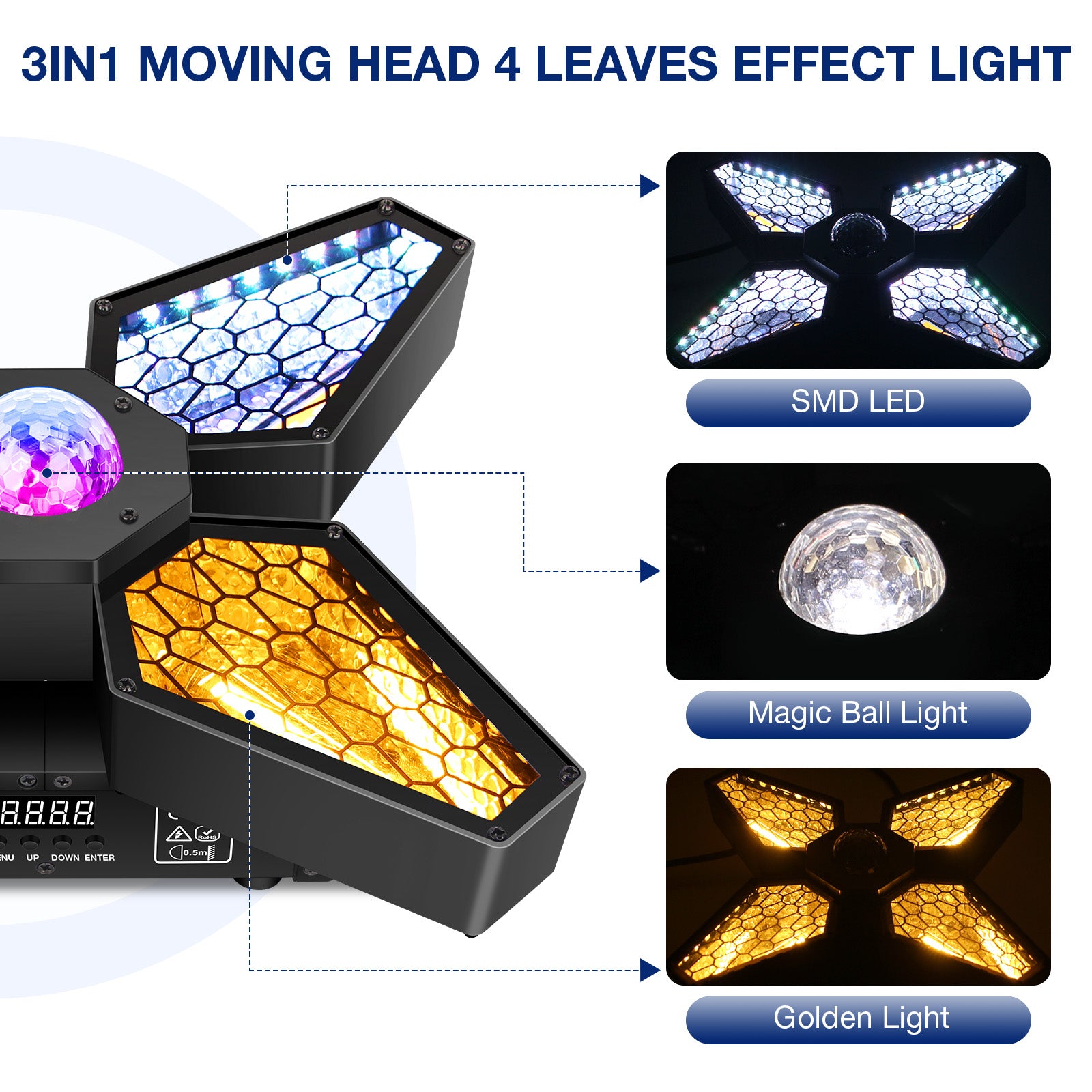 YeeSite Stage Light 100W 3-in-1 Effect / RGBW LED 4-Leaves Moving Head Effect Light