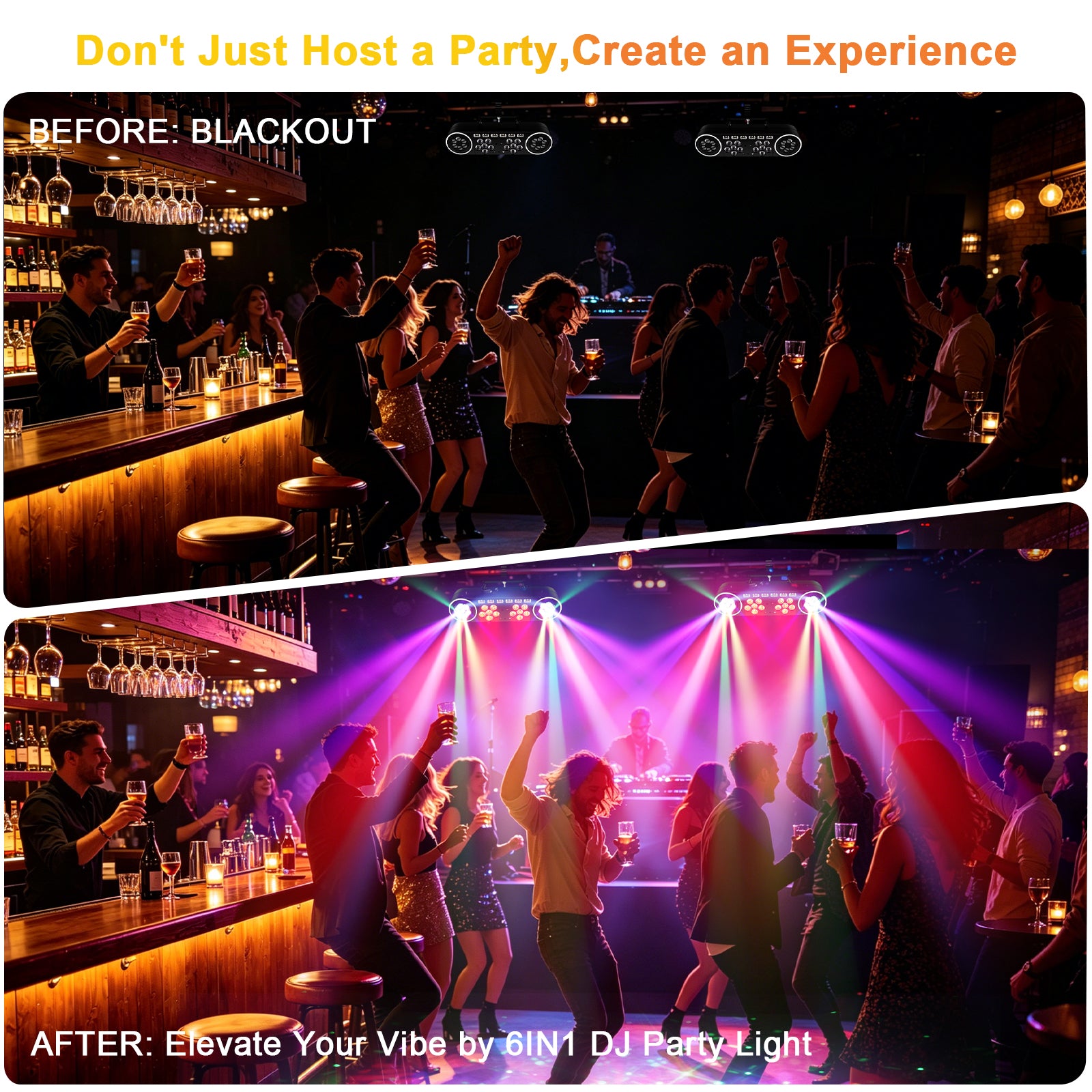 YeeSite Stage Light 120W 6-in-1 DJ Party Light with Tripod Stand