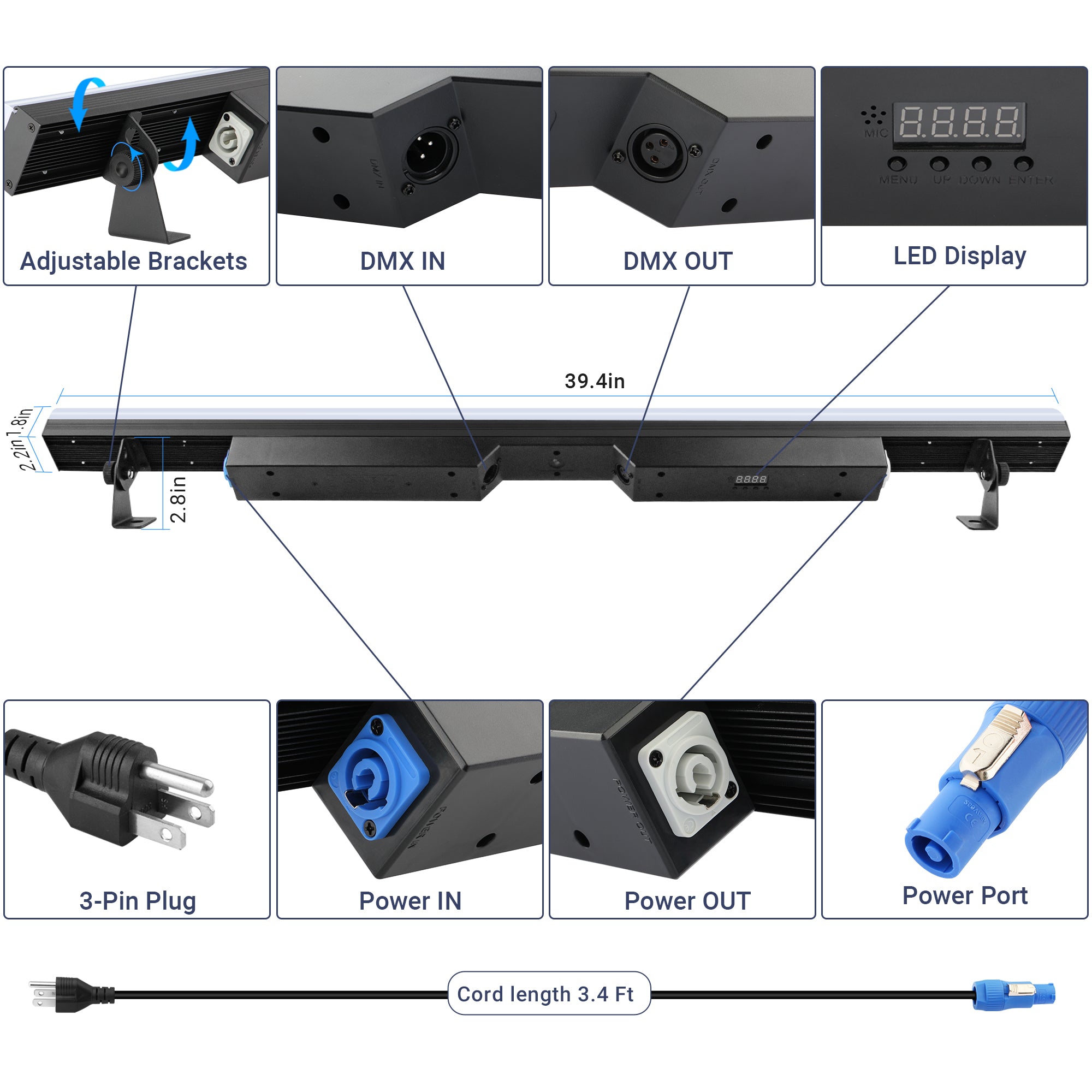 YeeSite Stage Light 120W RGBW LED Wash Light Bar