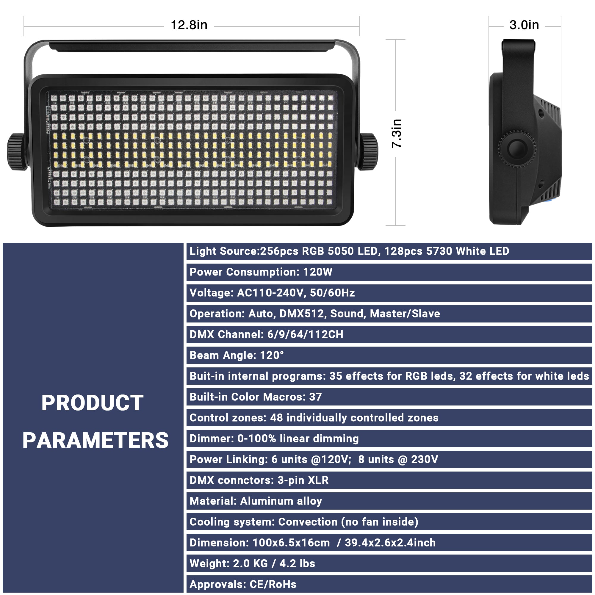 YeeSite Stage Light 120W RGBW Strobe Bar