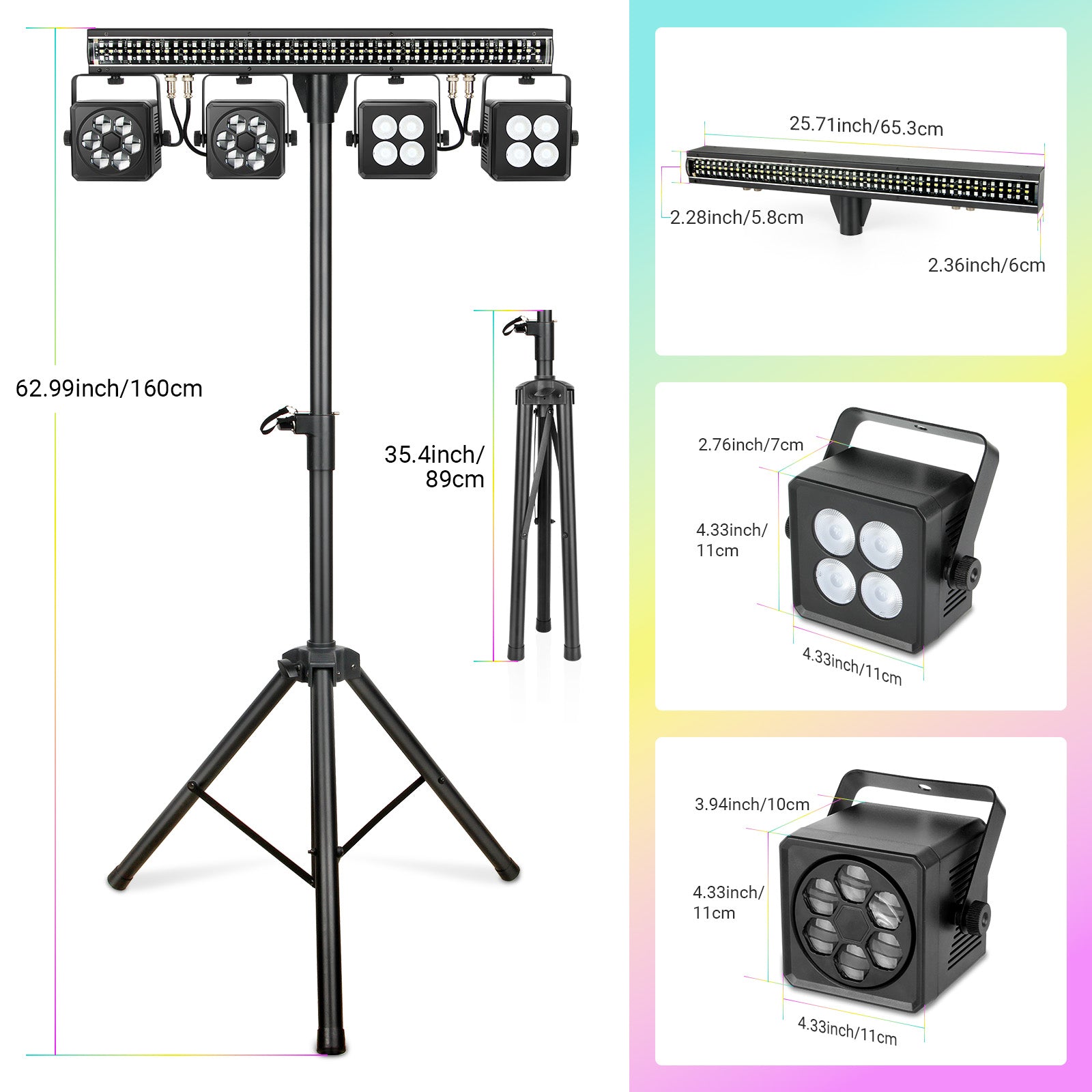 YeeSite Stage Light 150W 5-in-1 Bee Eye DJ Light with Tripod Stand