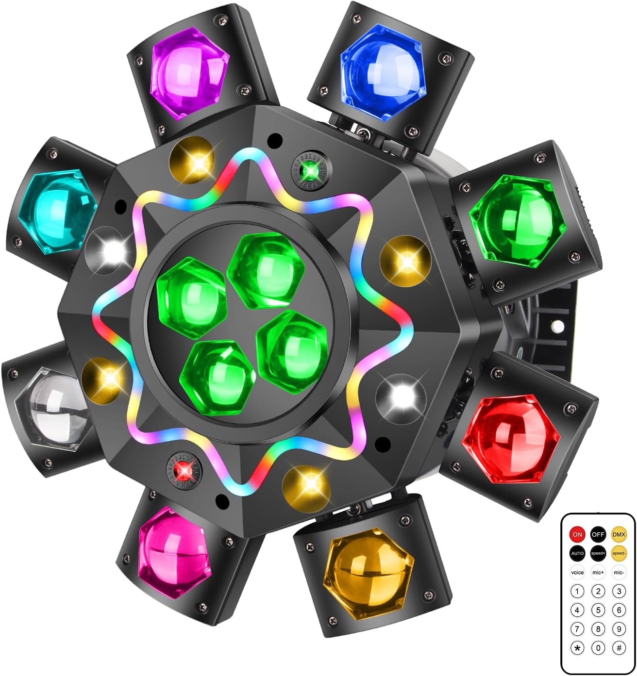 YeeSite Stage Light 200W 8-Arm Bee Eye LED Moving Head Party Light