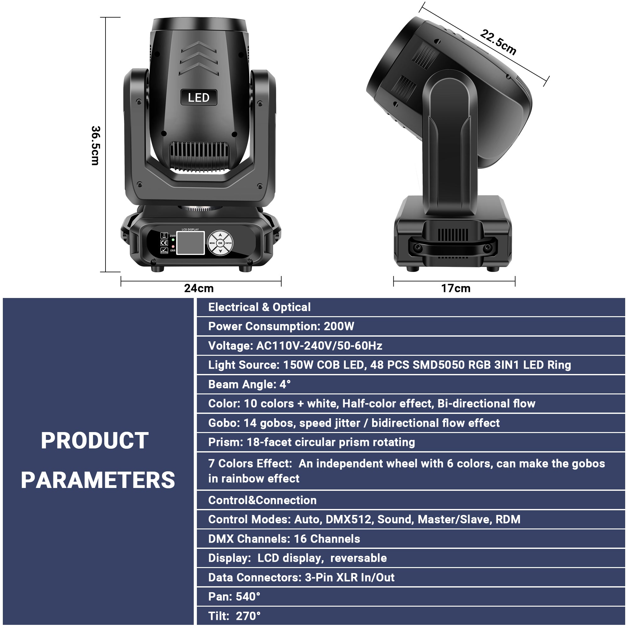 YeeSite Stage Light 200W LED Moving Head Beam Light