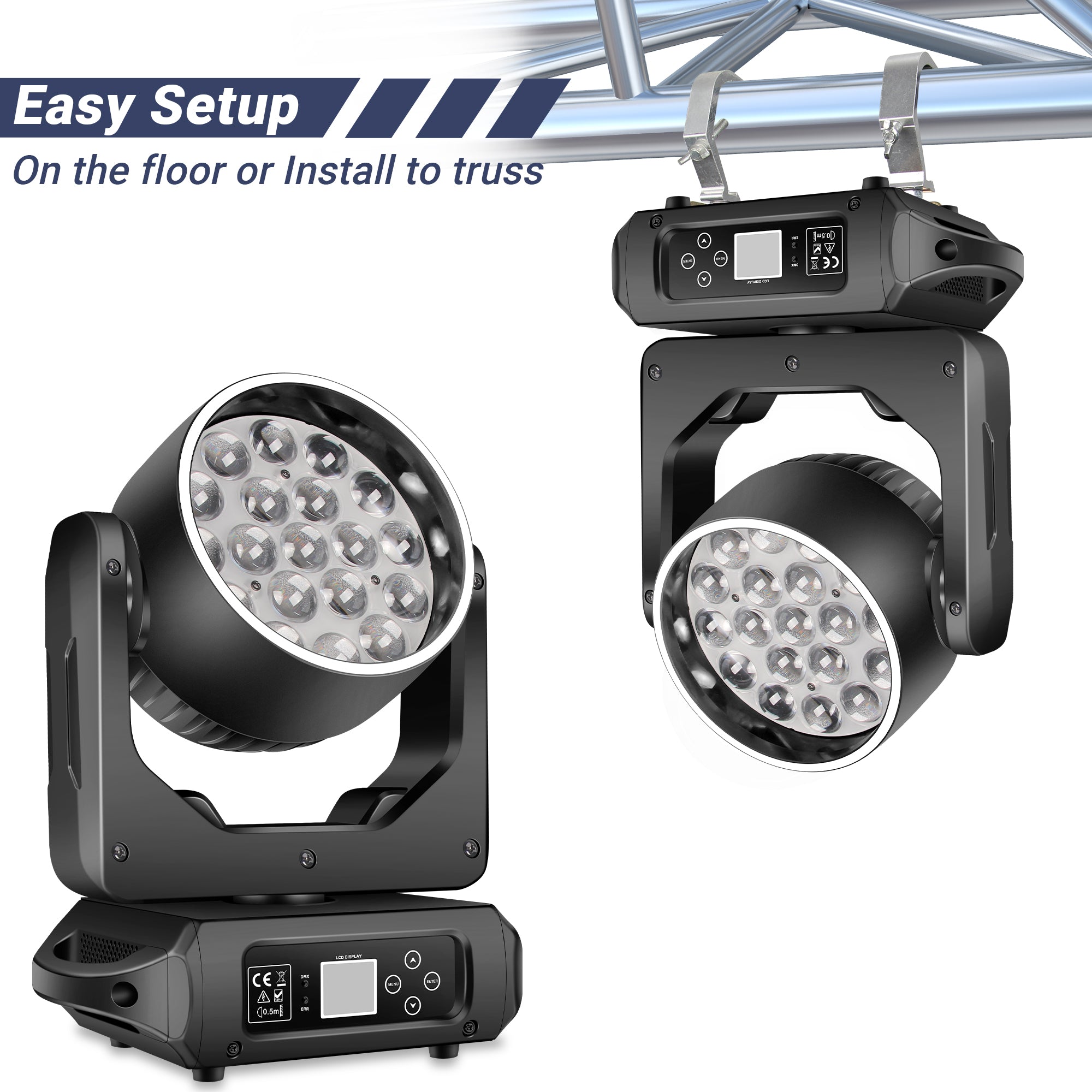 YeeSite Stage Light 260W 19×15W RGBW LED Zoom Moving Head Light