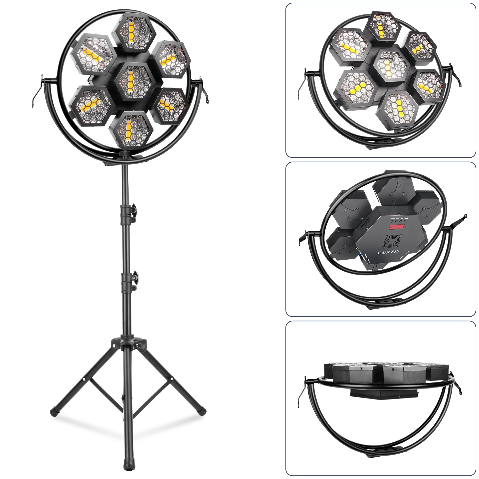 YeeSite Stage Light 260W 7-Head Hexagonal Retro Stage Light