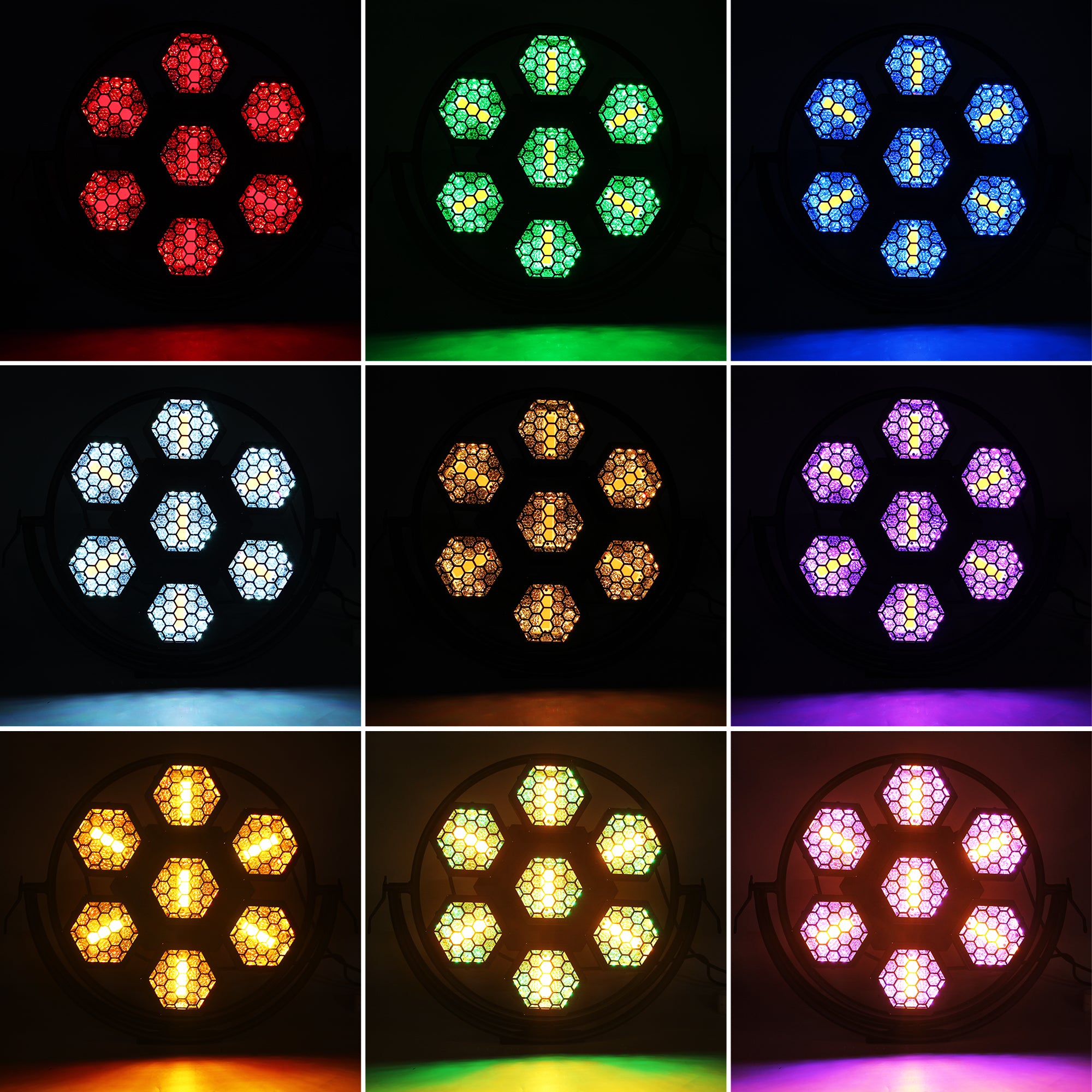 YeeSite Stage Light 260W 7-Head Hexagonal Retro Stage Light