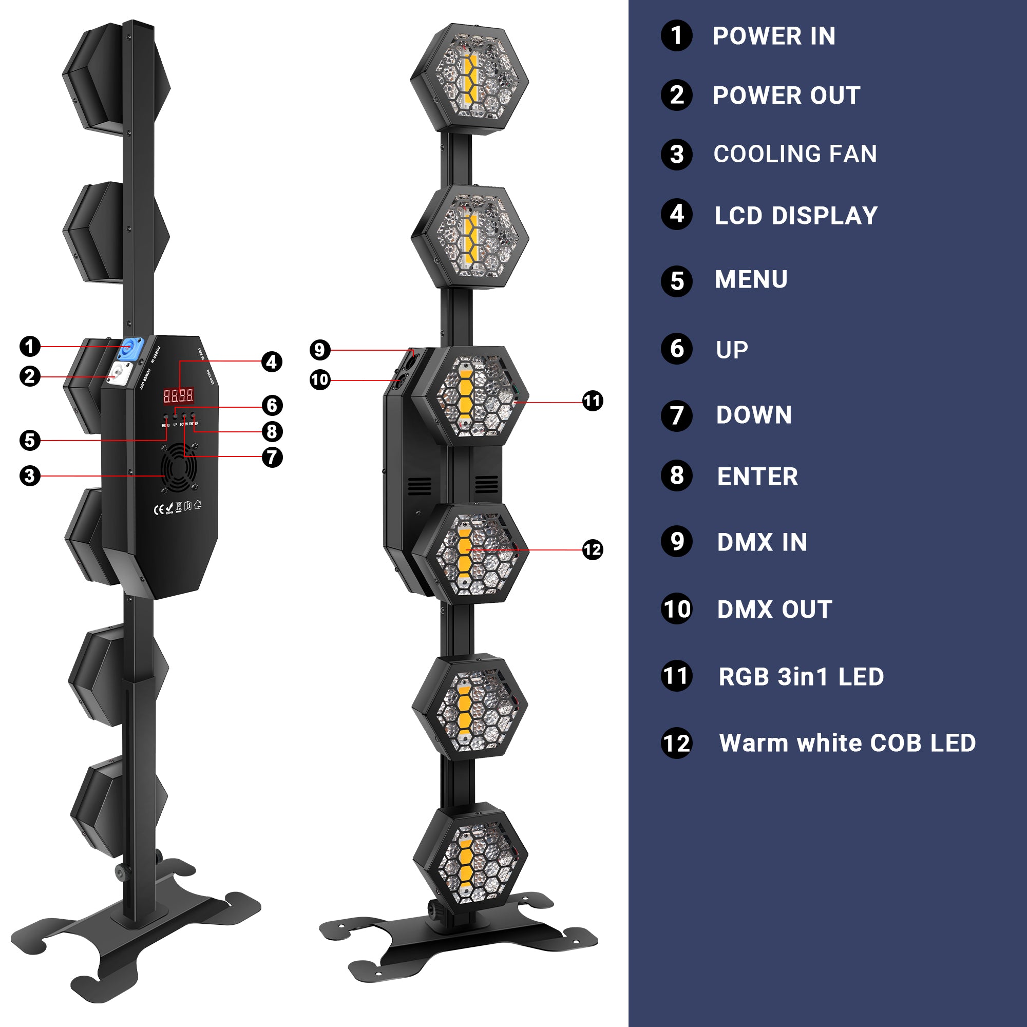 YeeSite Stage Light 300W 6×50W COB Vertical Retro Stage Light