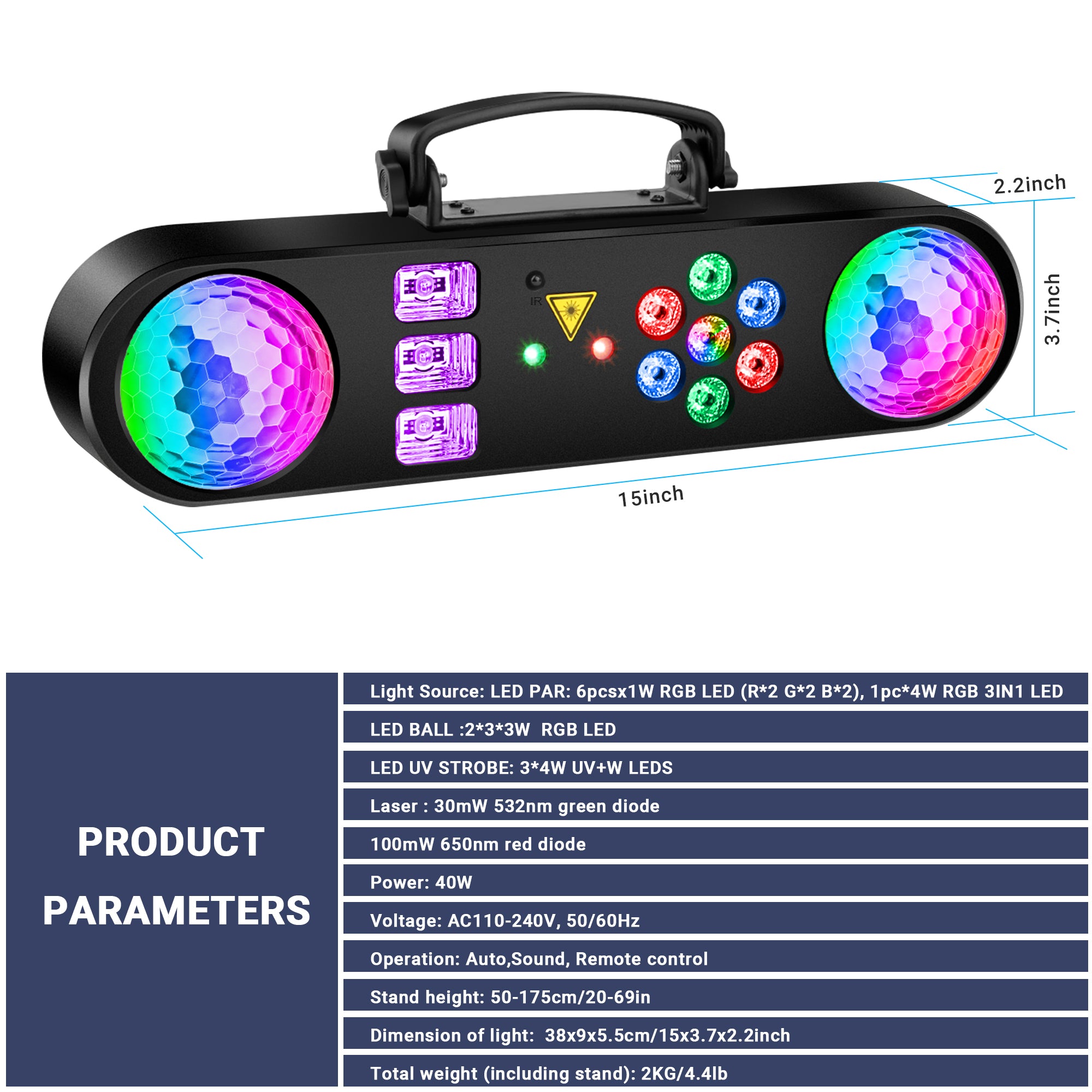 YeeSite Stage Light 5-In-1 DJ Party Light