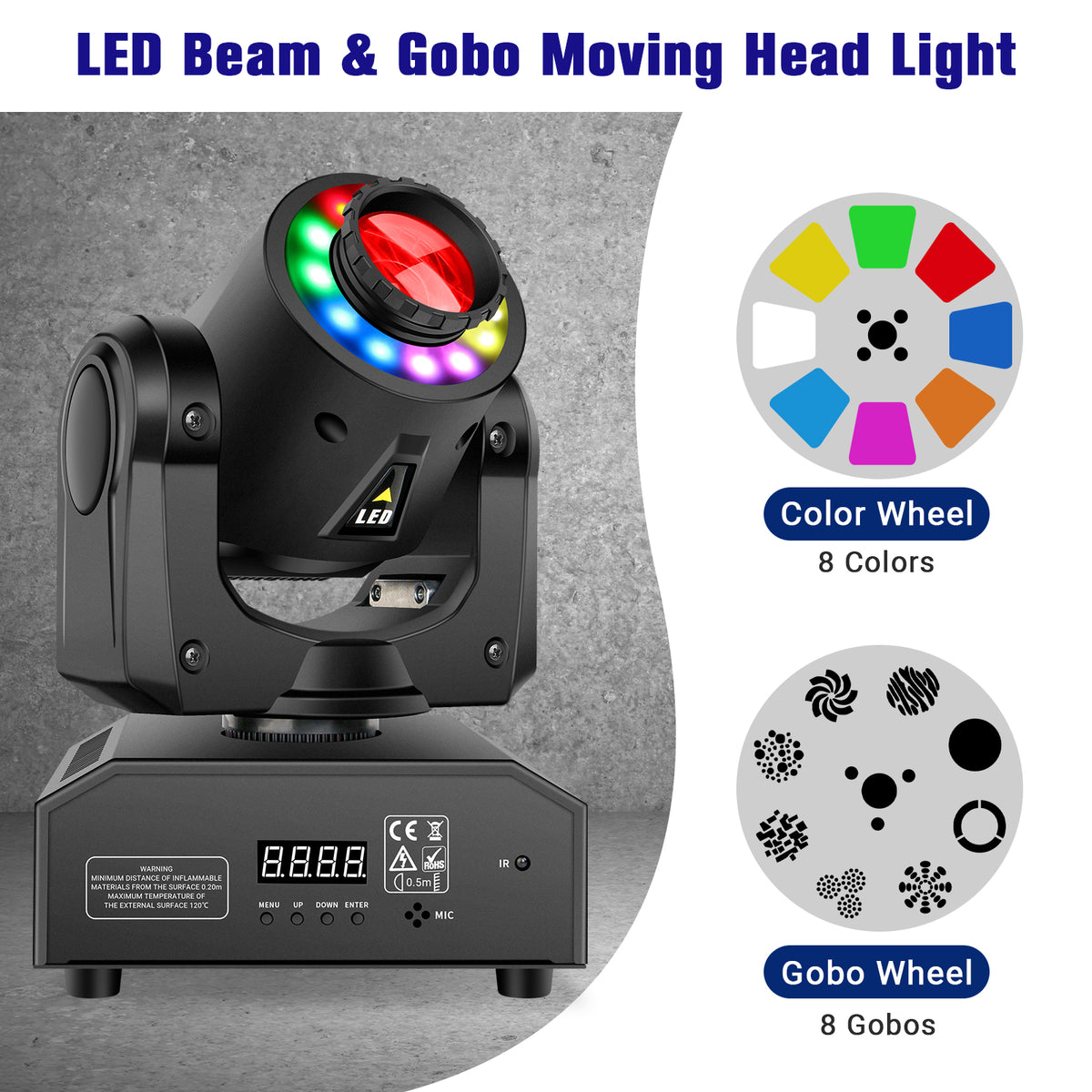 YeeSite Stage Light 60W LED Rechargeable Wireless Moving Head Spotlight