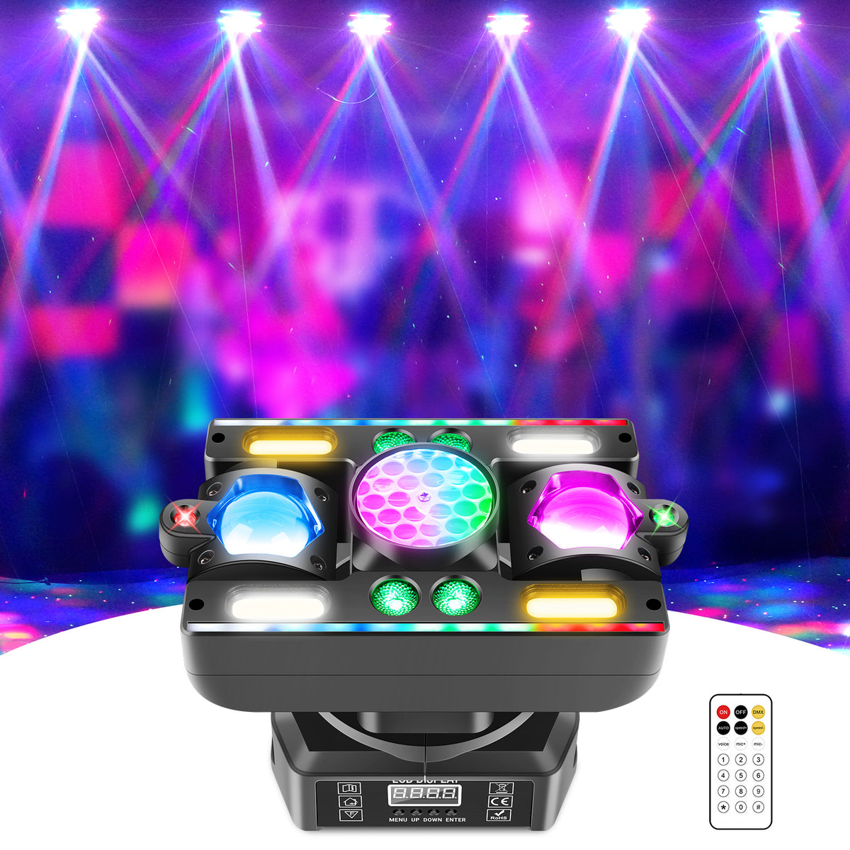 YeeSite Stage Light 60W RGBW LED 6-in-1 Derby Moving Head DJ Light