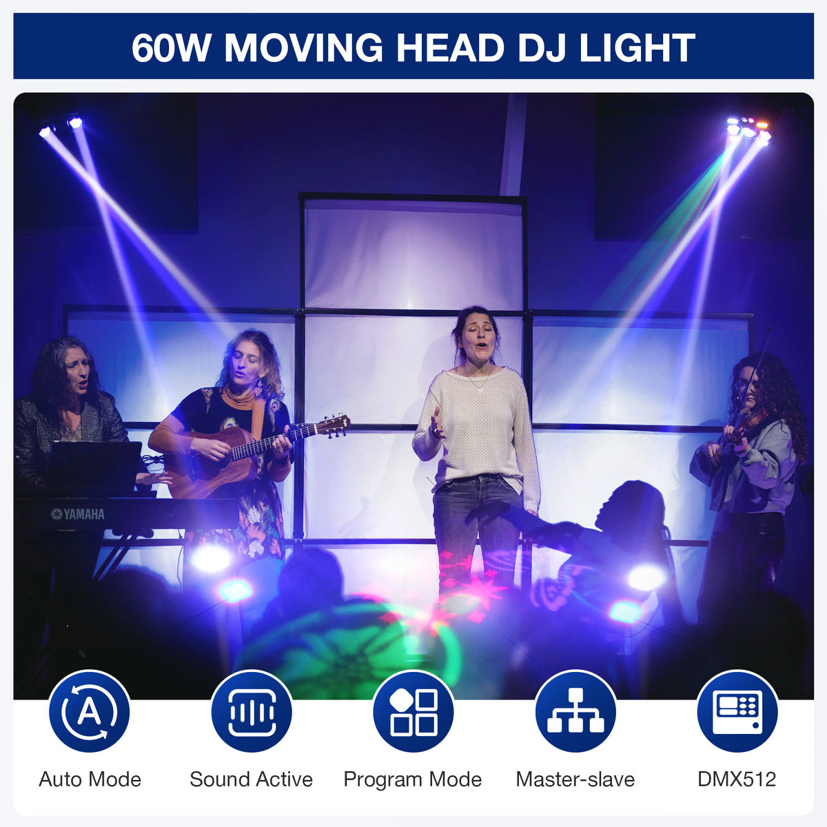 YeeSite Stage Light 60W RGBW LED 6-in-1 Moving Head DJ Light