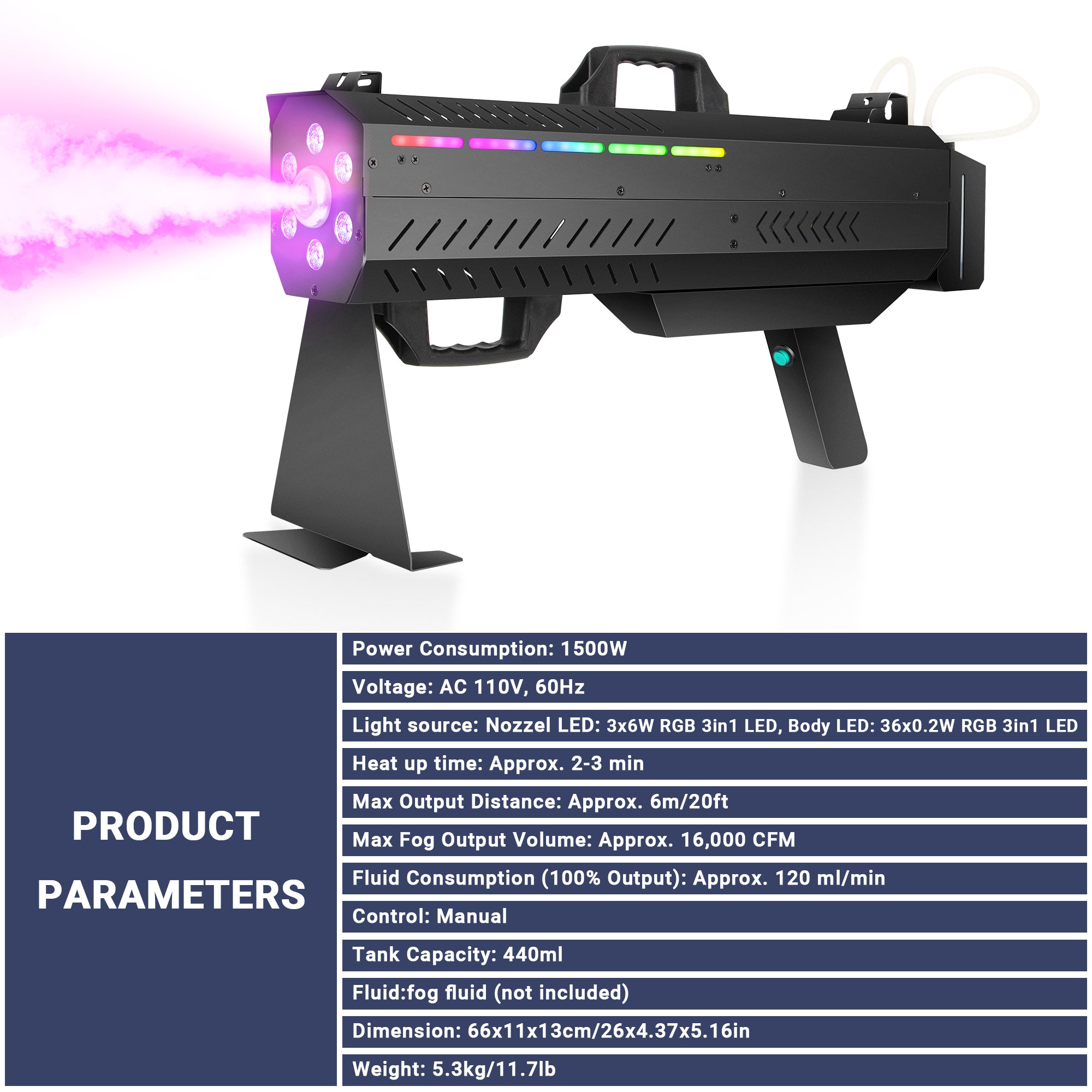 1500W Handheld LED Fog Machine