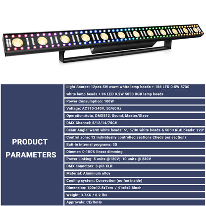 100W Warm White & RGB LED Pixel Bar