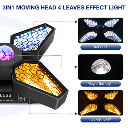 YeeSite Stage Light 100W 3-in-1 Effect / RGBW LED 4-Leaves Moving Head Effect Light