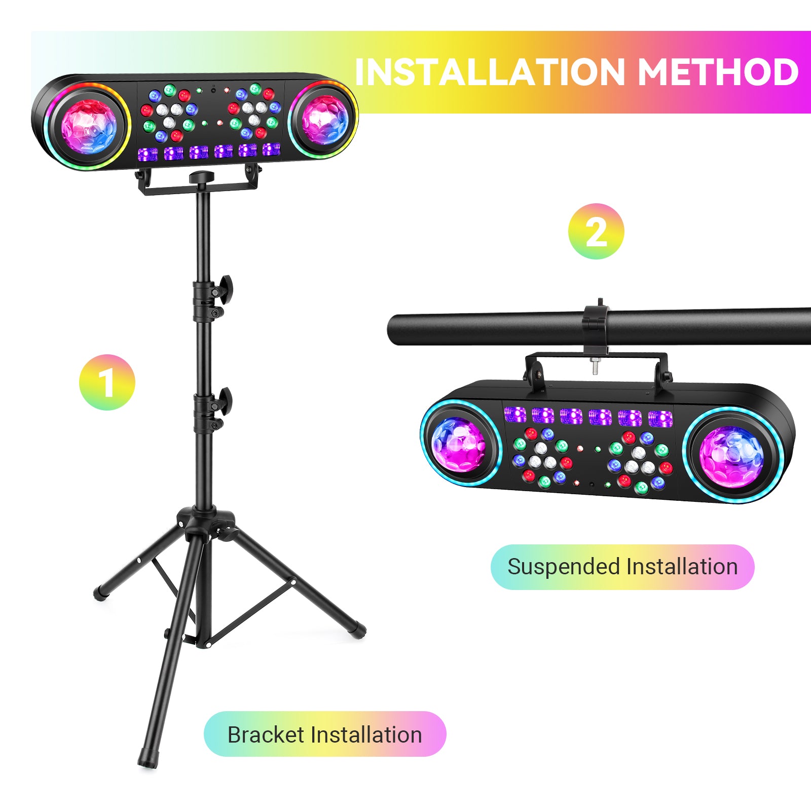 YeeSite Stage Light 120W 6-in-1 Disco Ball DJ Party Light with Tripod Stand
