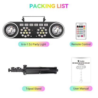YeeSite Stage Light 120W 6-in-1 Disco Ball DJ Party Light with Tripod Stand