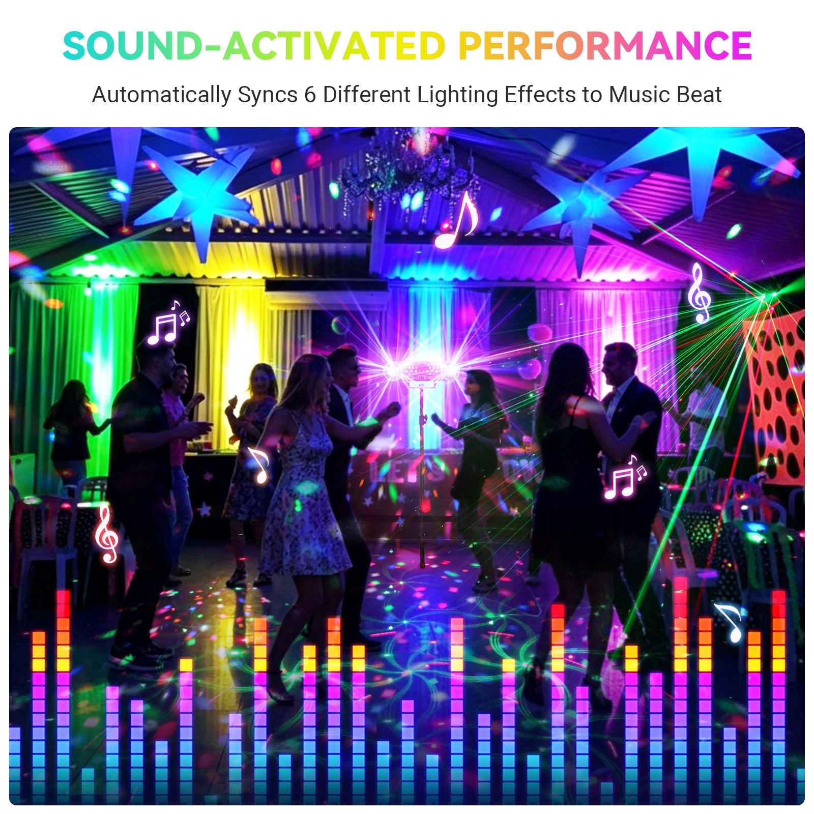 YeeSite Stage Light 120W 6-in-1 Disco Ball DJ Party Light with Tripod Stand
