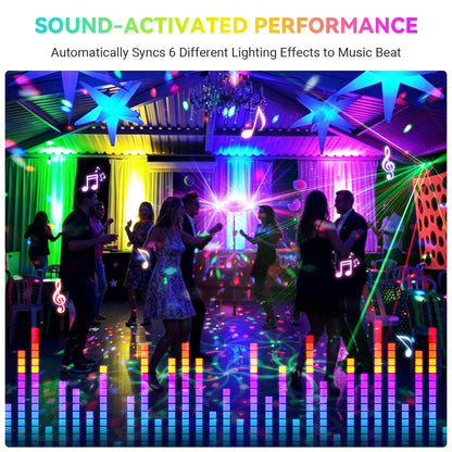 YeeSite Stage Light 120W 6-in-1 Disco Ball DJ Party Light with Tripod Stand