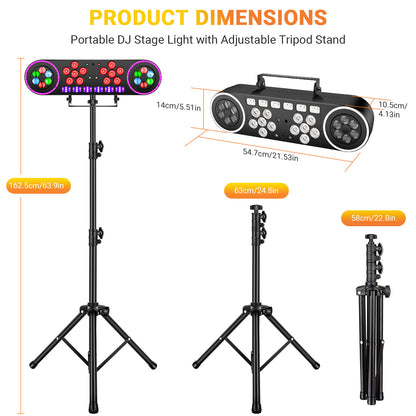 YeeSite Stage Light 120W 6-in-1 DJ Party Light with Tripod Stand