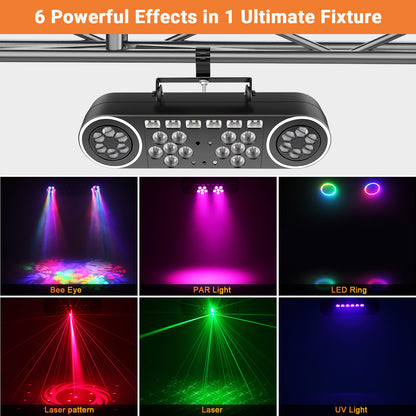 YeeSite Stage Light 120W 6-in-1 DJ Party Light with Tripod Stand