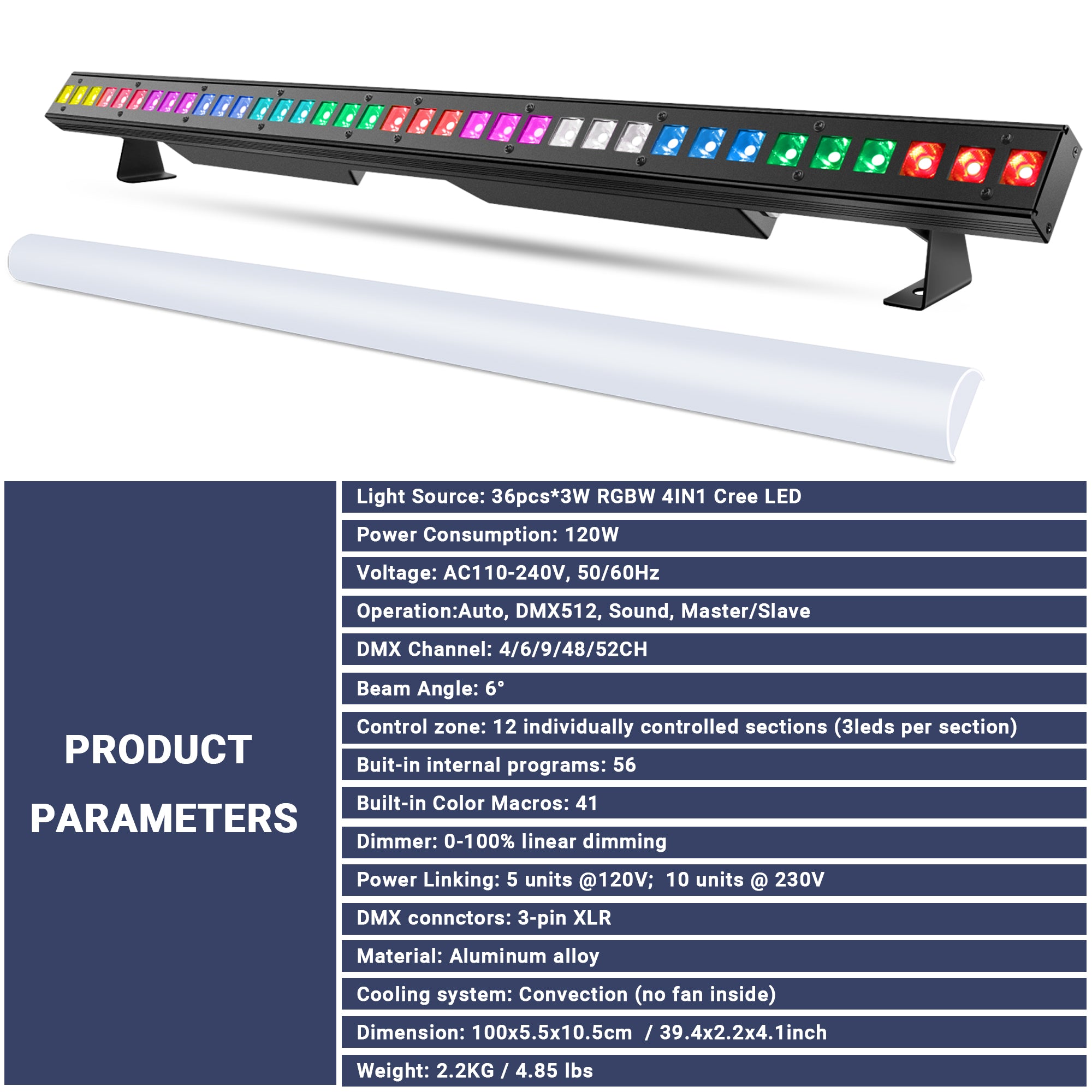 YeeSite Stage Light 120W RGBW LED Wash Light Bar