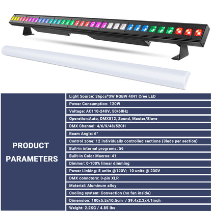 YeeSite Stage Light 120W RGBW LED Wash Light Bar