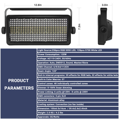 YeeSite Stage Light 120W RGBW Strobe Bar