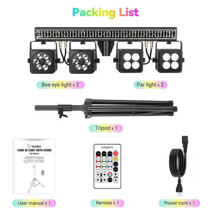 YeeSite Stage Light 150W 5-in-1 Bee Eye DJ Light with Tripod Stand