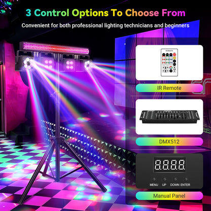 YeeSite Stage Light 150W 5-in-1 Bee Eye DJ Light with Tripod Stand