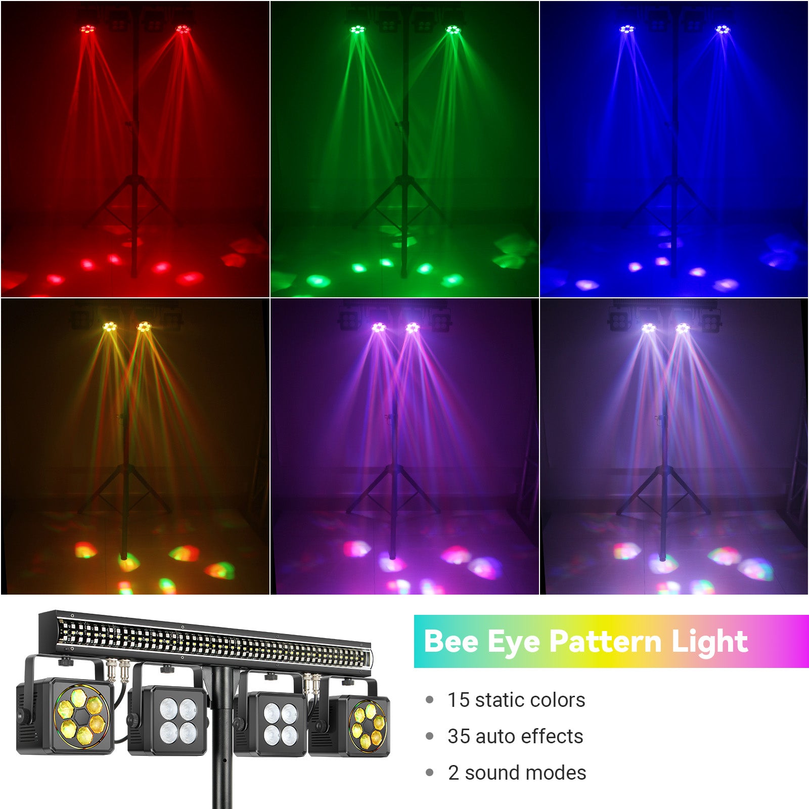 YeeSite Stage Light 150W 5-in-1 Bee Eye DJ Light with Tripod Stand