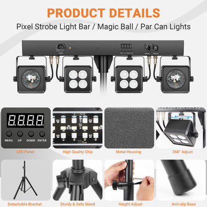 YeeSite Stage Light 150W 5-in-1 DJ Party Light with Tripod Stand