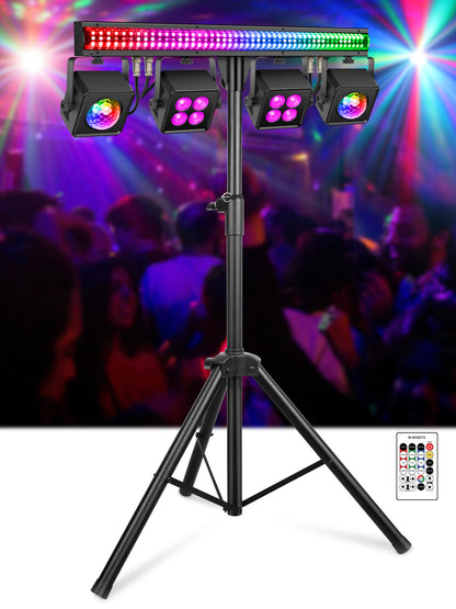 YeeSite Stage Light 150W 5-in-1 DJ Party Light with Tripod Stand