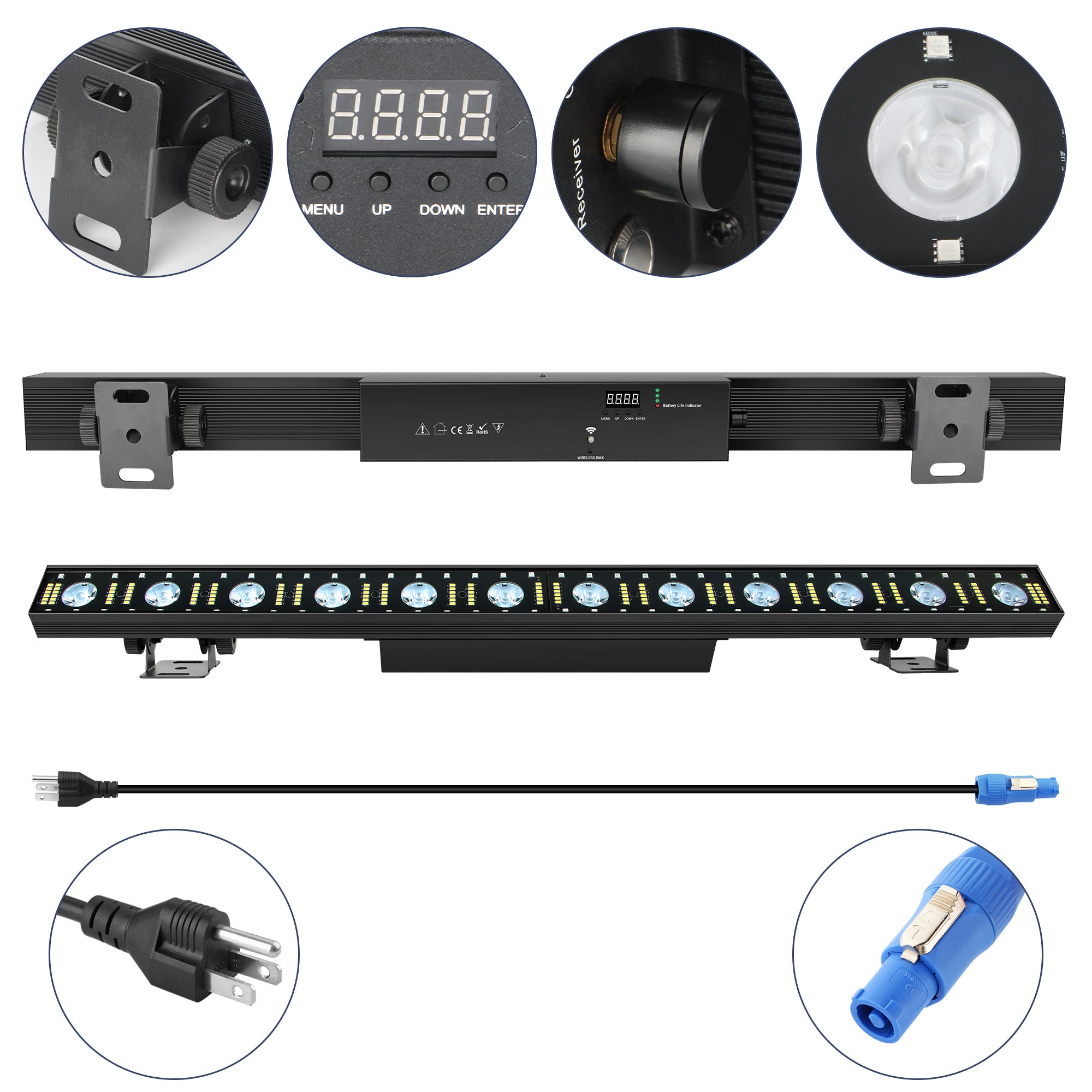YeeSite Stage Light 150W Battery Powered Wireless DMX LED Wall Washer Light Bar