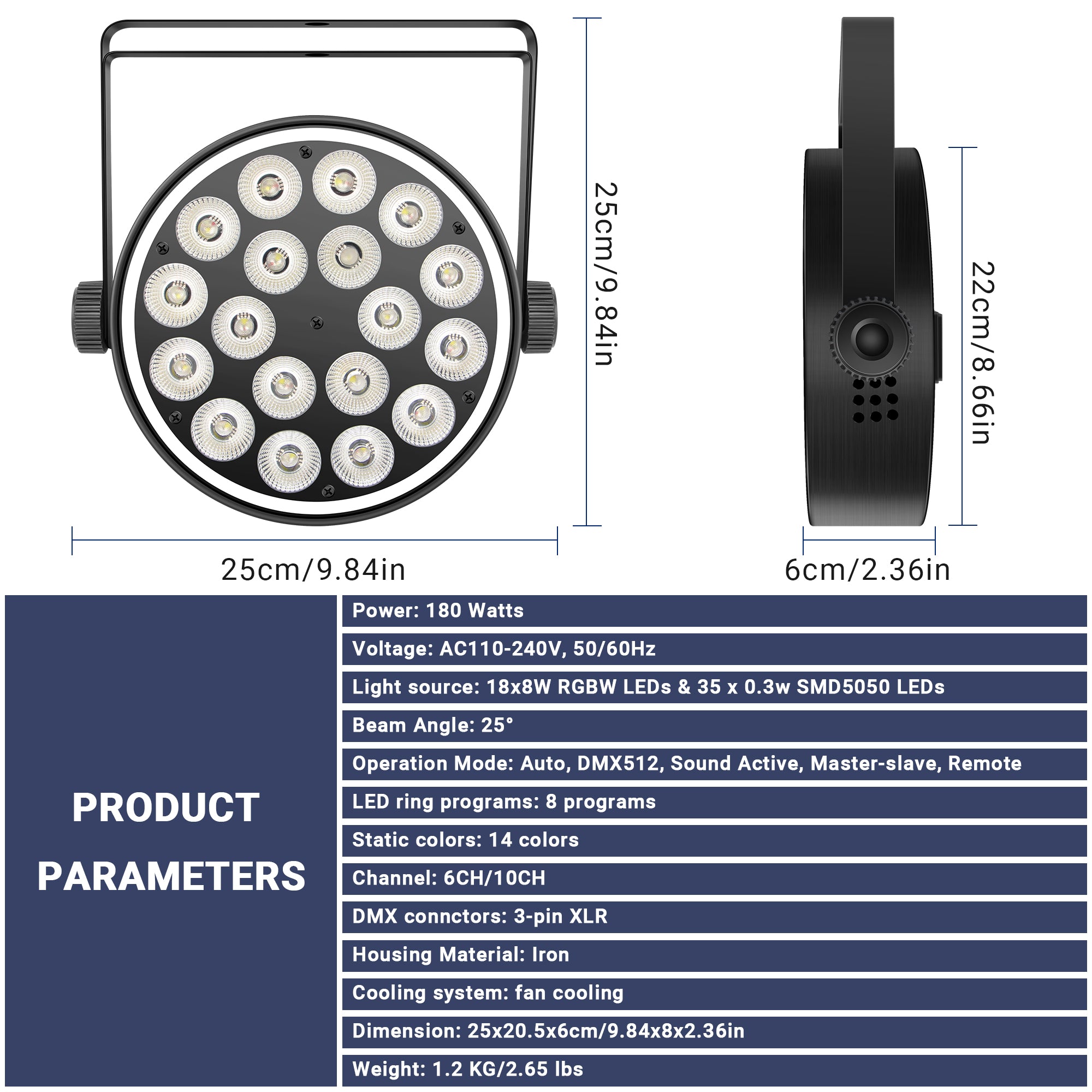 YeeSite Stage Light 180W RGBW LED PAR Light