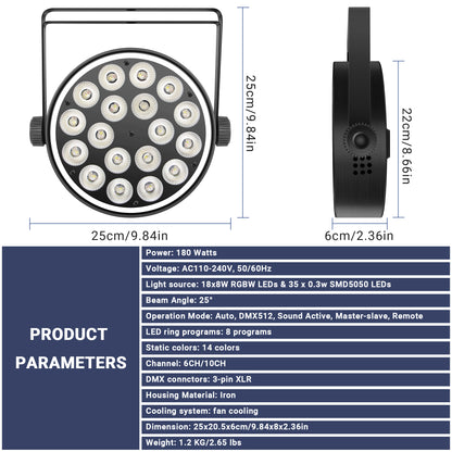 YeeSite Stage Light 180W RGBW LED PAR Light