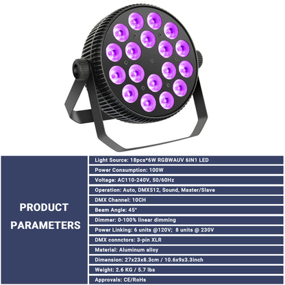 YeeSite Stage Light 180W RGBWA+UV LED PAR Light