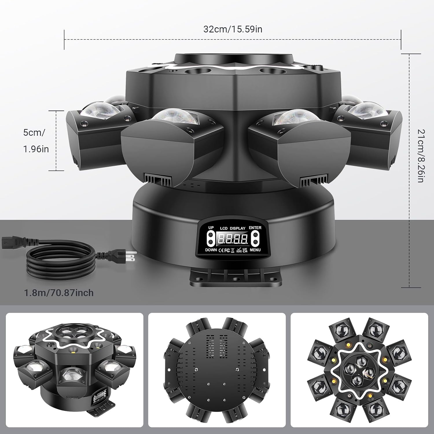 YeeSite Stage Light 200W 8-Arm Bee Eye LED Moving Head Party Light