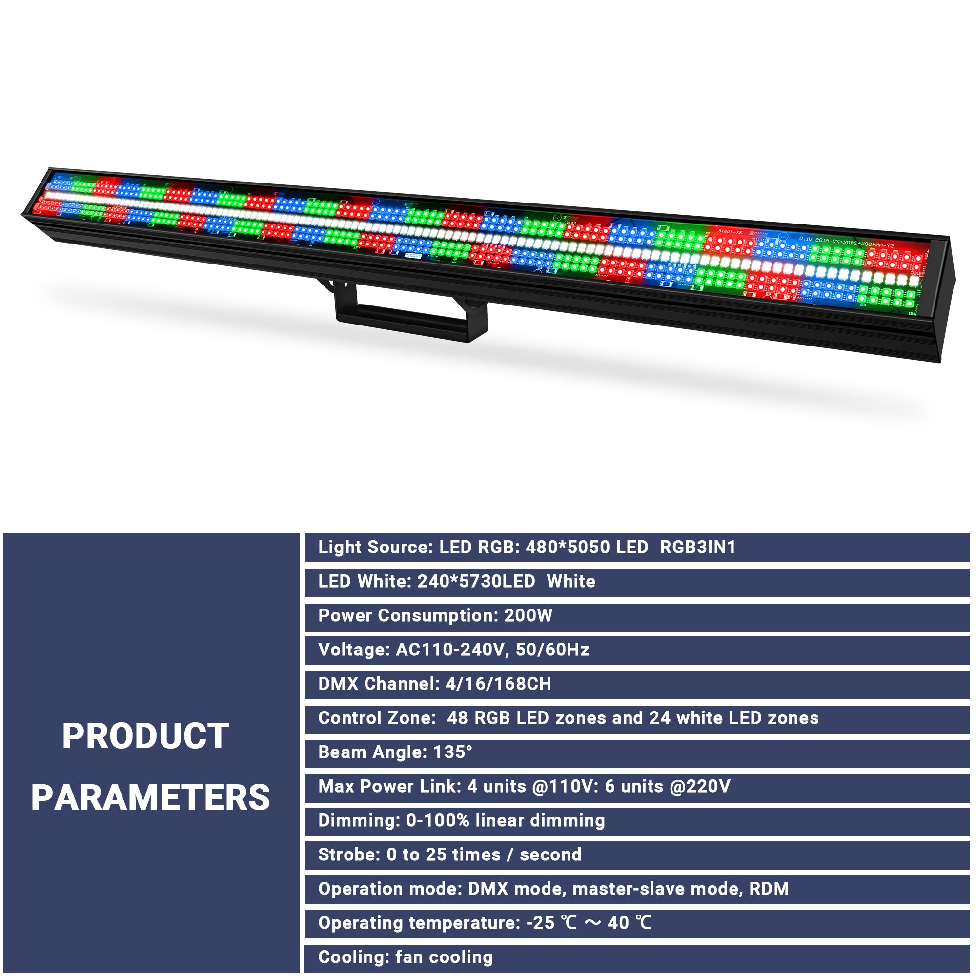 YeeSite Stage Light 200W RGBW LED Strobe Bar