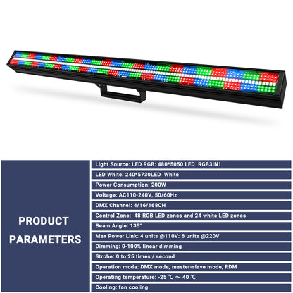 YeeSite Stage Light 200W RGBW LED Strobe Bar