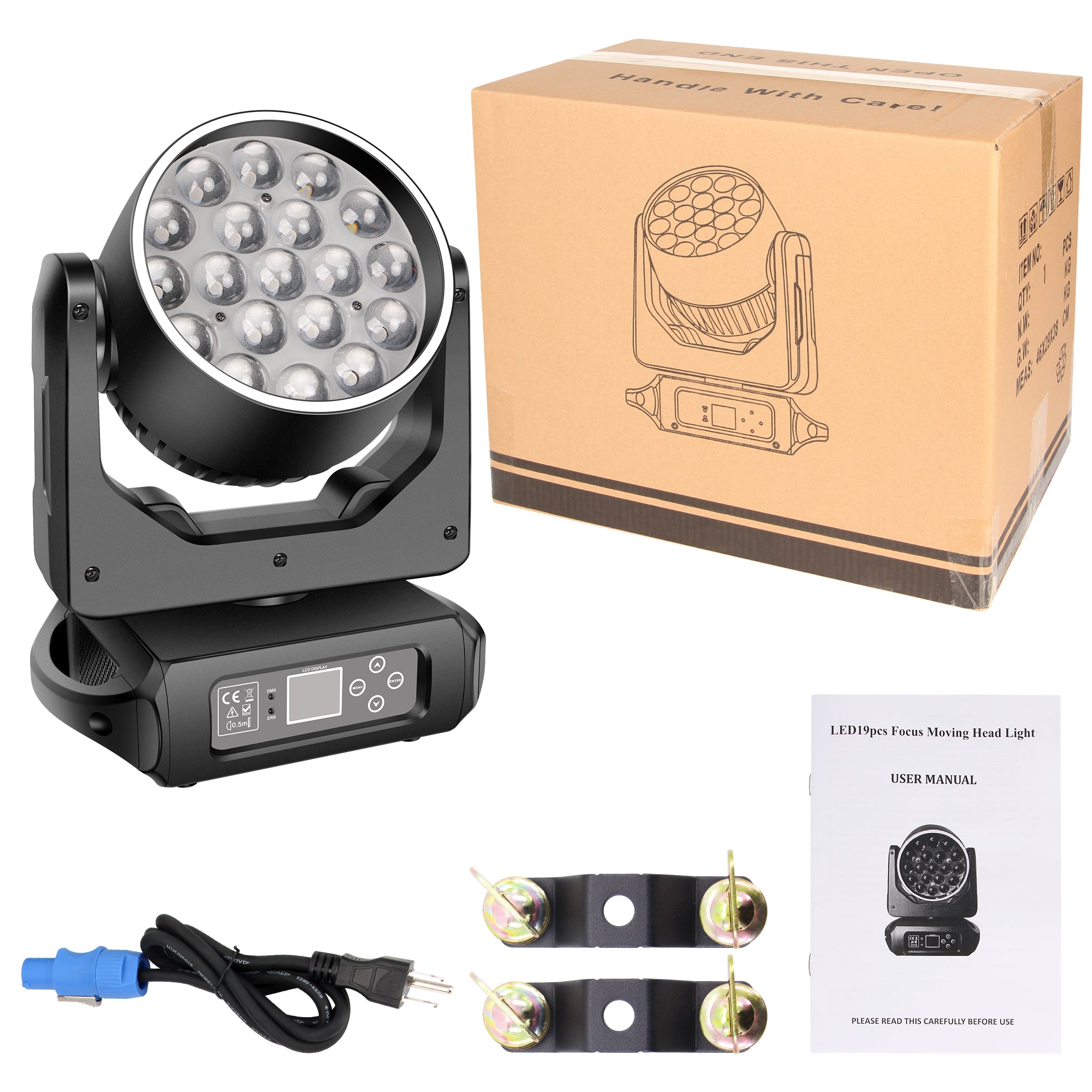 YeeSite Stage Light 260W 19×15W RGBW LED Zoom Moving Head Light