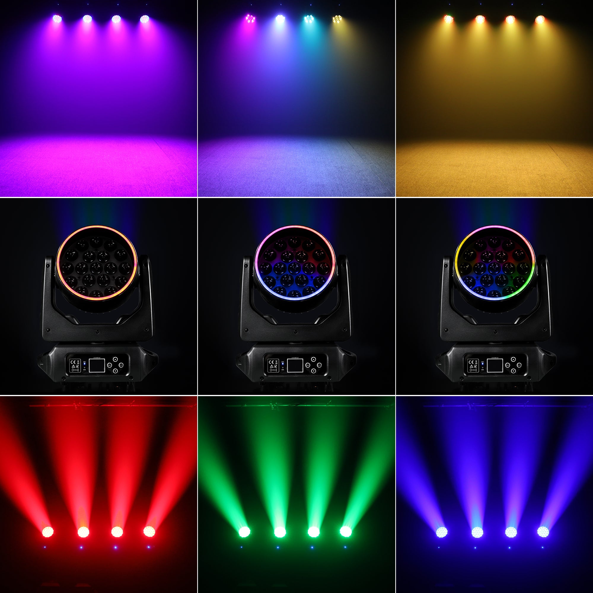 YeeSite Stage Light 260W 19×15W RGBW LED Zoom Moving Head Light