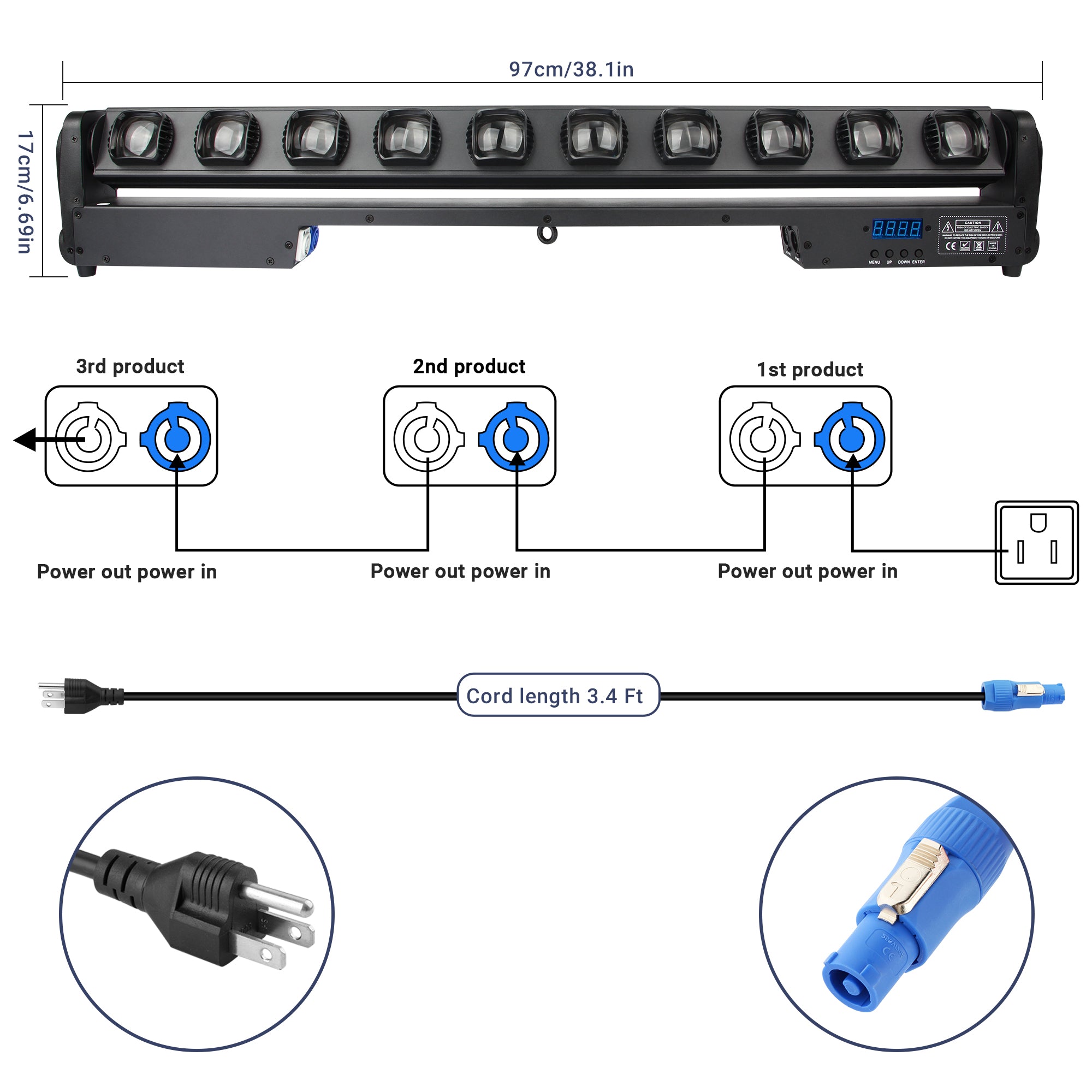 YeeSite Stage Light 300W 10×30W RGBW LED Pixel Beam Bar with Tilt