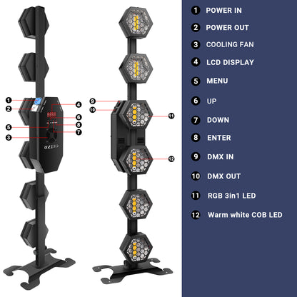 YeeSite Stage Light 300W 6×50W COB Vertical Retro Stage Light