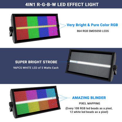 YeeSite Stage Light 500W RGBW LED Strobe Panel