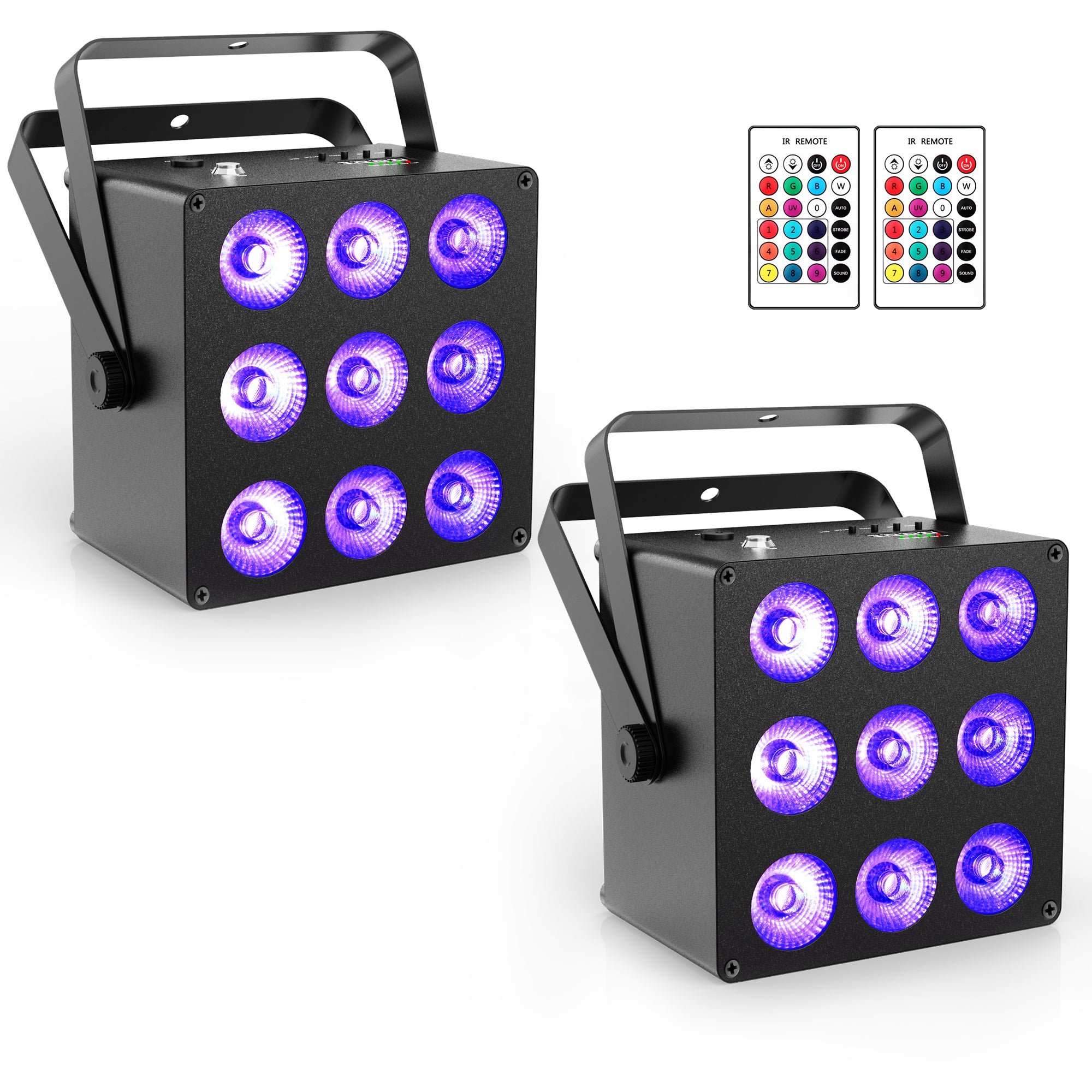 YeeSite Stage Light Set of 2 54W RGBWA+UV LED Battery PAR Light