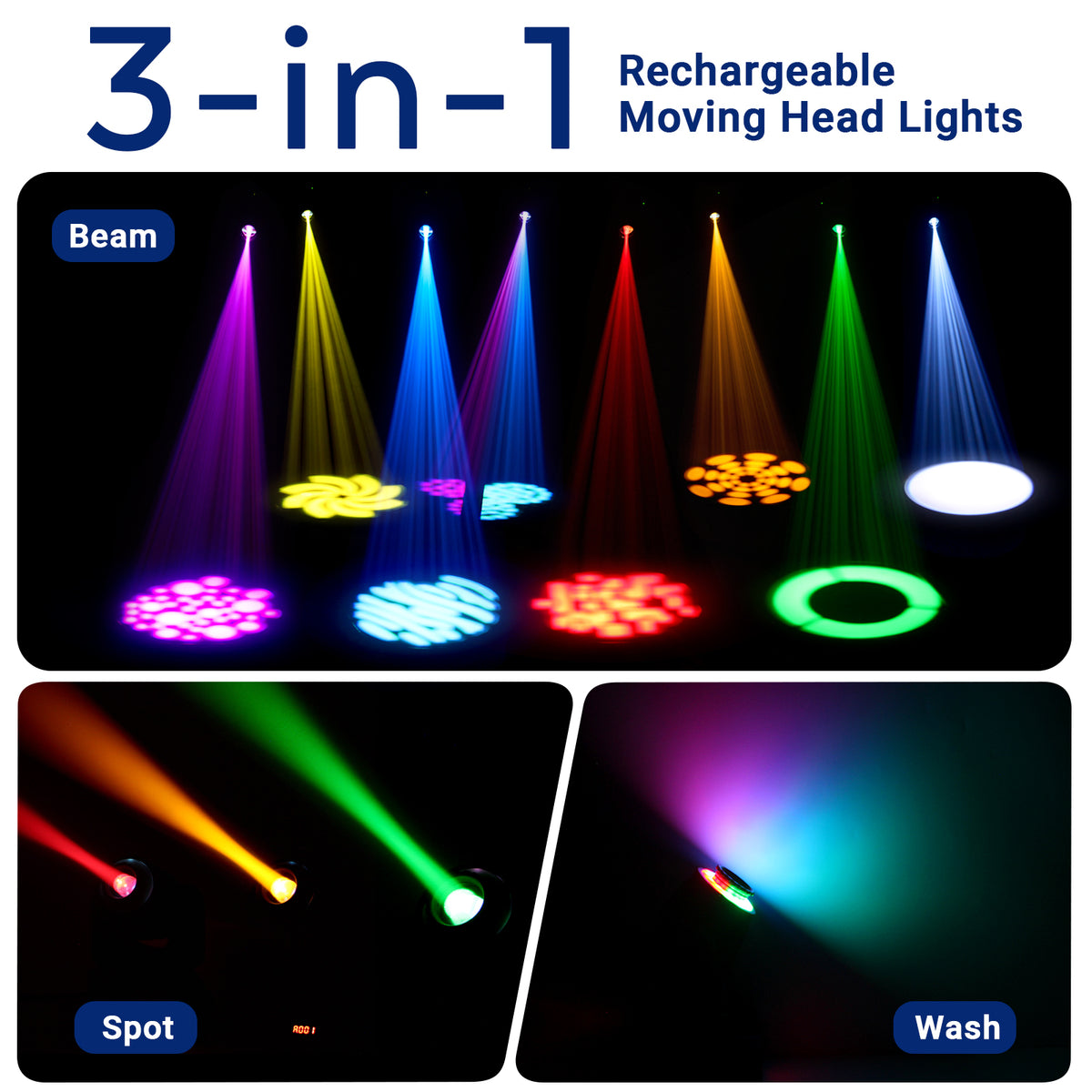YeeSite Stage Light 60W LED Rechargeable Wireless Moving Head Spotlight