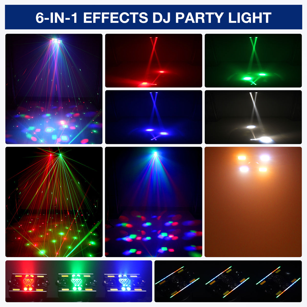 YeeSite Stage Light 60W RGBW LED 6-in-1 Derby Moving Head DJ Light