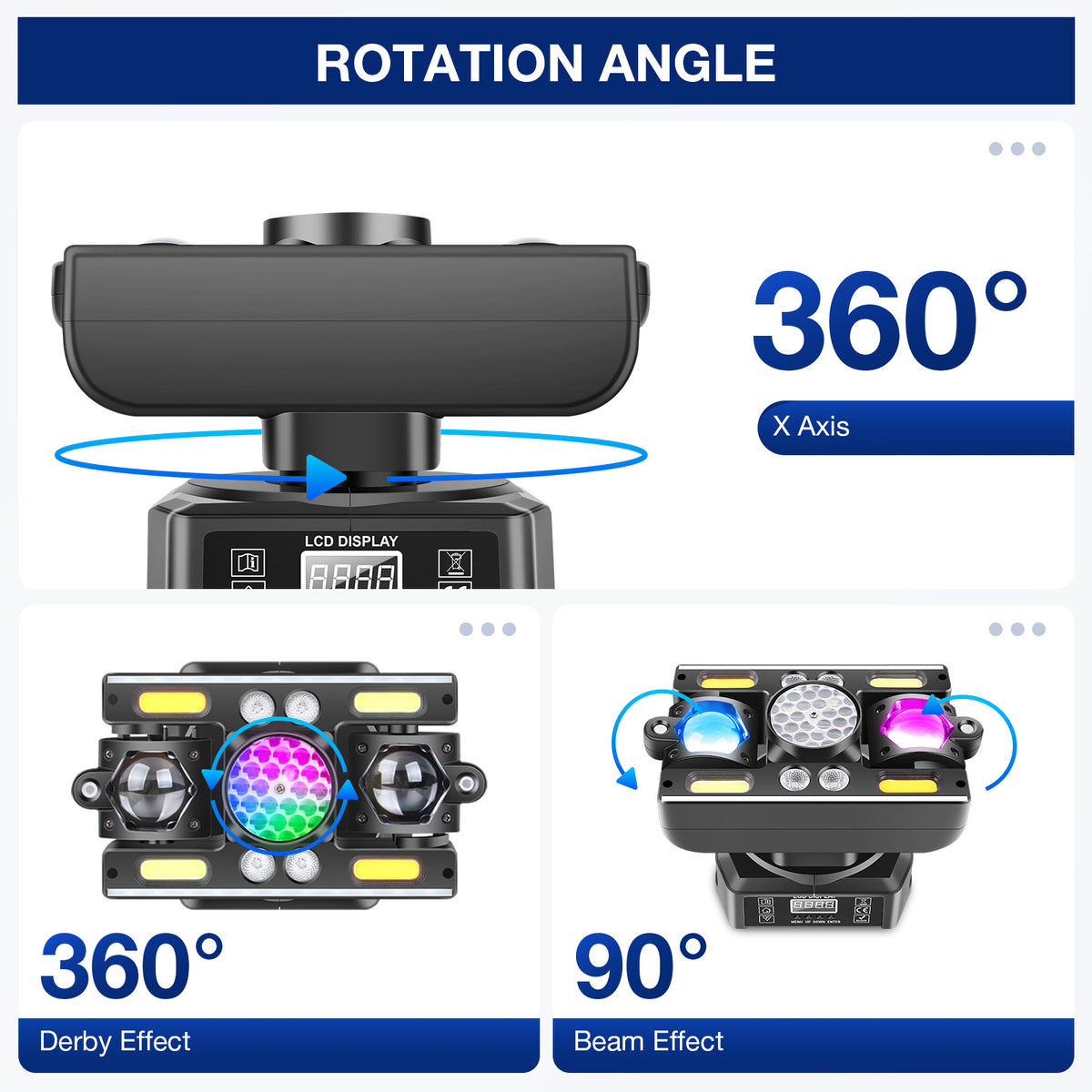 YeeSite Stage Light 60W RGBW LED 6-in-1 Derby Moving Head DJ Light