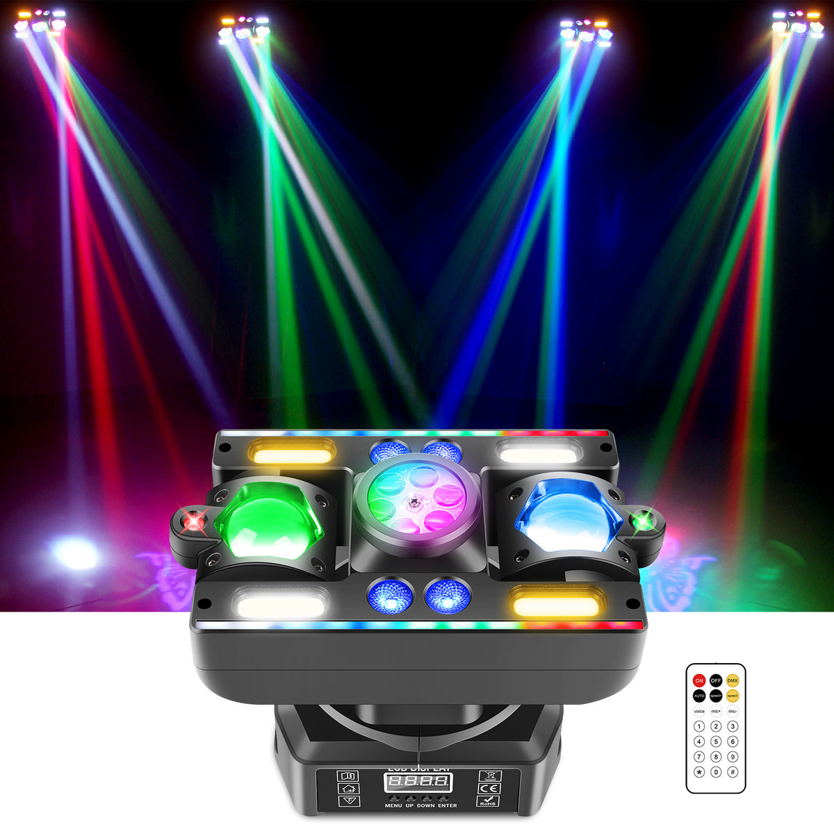 YeeSite Stage Light 60W RGBW LED 6-in-1 Moving Head DJ Light